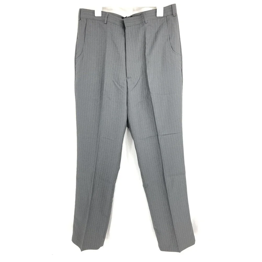 New NOS VINTAGE Haband EXECUTIVE DIVISION Gray Pinstripe Pants 01W 36 X 34 A19